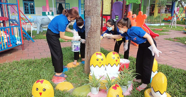 Công tác tổng vệ sinh môi trường của  trường mầm non Đại Hòa